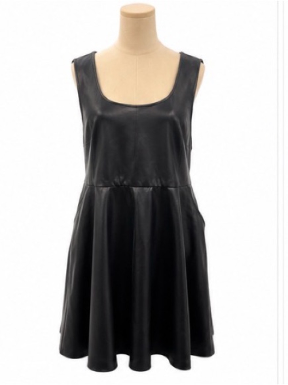 Torrid Size 4 (26/28) Black Faux Leather Skater Dress with Pockets